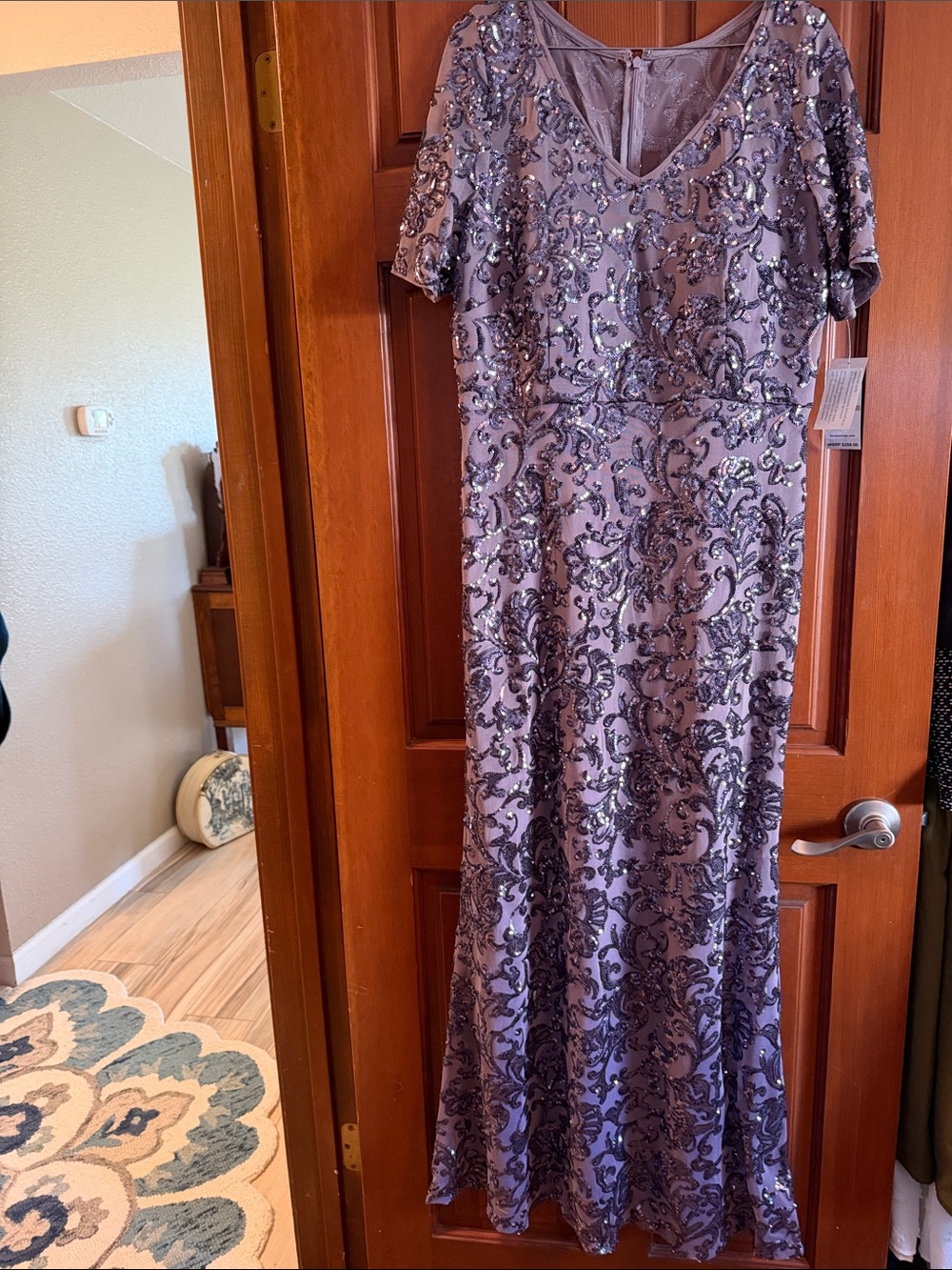 Alex Evenings Lavender Sequin Embellished Maxi Dress Size 12